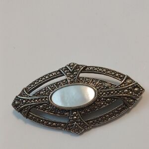 Vintage-Inspired Silver and White Brooch